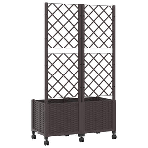 Γλάστρα κήπου με πέργκολα & τροχούς Καφέ 80 x 40 x 146 εκ PP - Pakobazaar