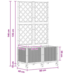 Γλάστρα κήπου με πέργκολα & τροχούς Λευκό 80 x 40 x 146 εκ PP - Pakobazaar