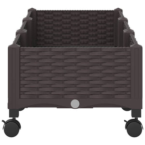 Κήπος Γλαστράκι με Ροδάκια Καφέ 120 x 40 x 29 εκ PP - Pakobazaar