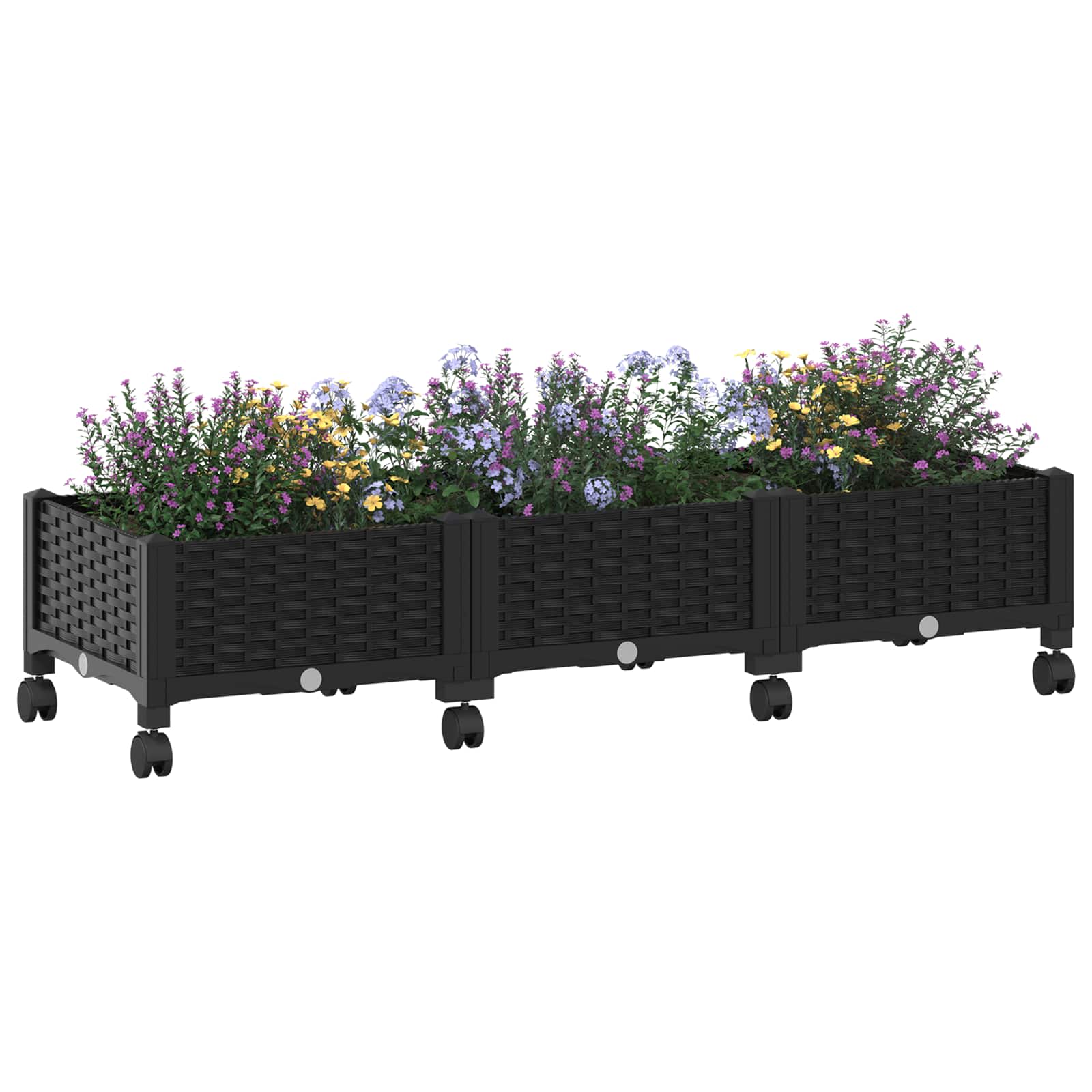 Κήπος Γλαστράκι με Ροδάκια Μαύρο 120 x 40 x 29 εκ PP - Pakobazaar
