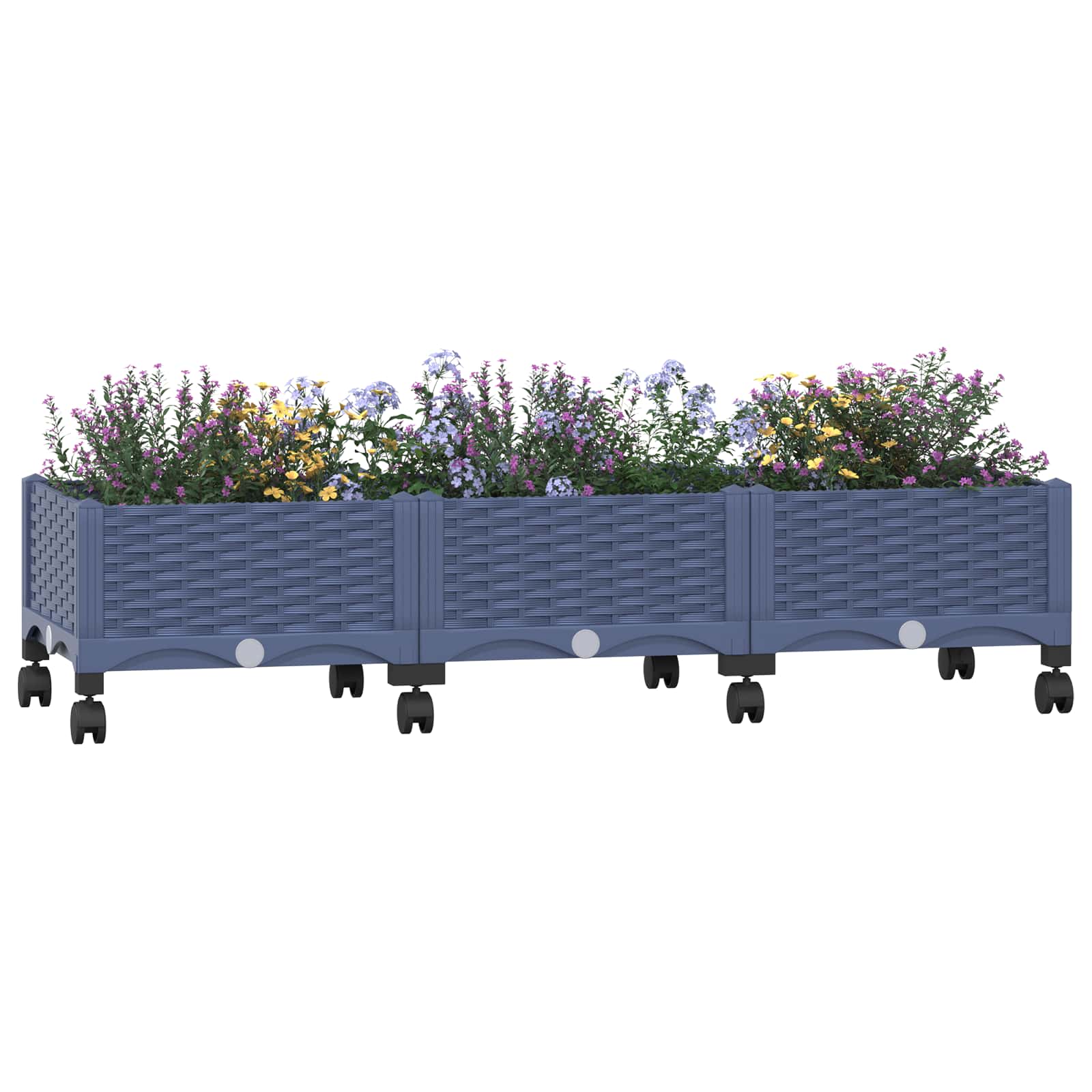 Κήπος Γλαστράκι με Ροδάκια Μπλε Γκρι 120 x 40 x 33 cm PP - Pakobazaar