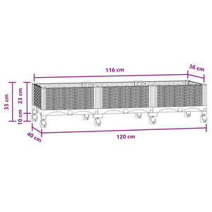 Κήπος Γλαστράκι με Ροδάκια Μπλε Γκρι 120 x 40 x 33 cm PP - Pakobazaar