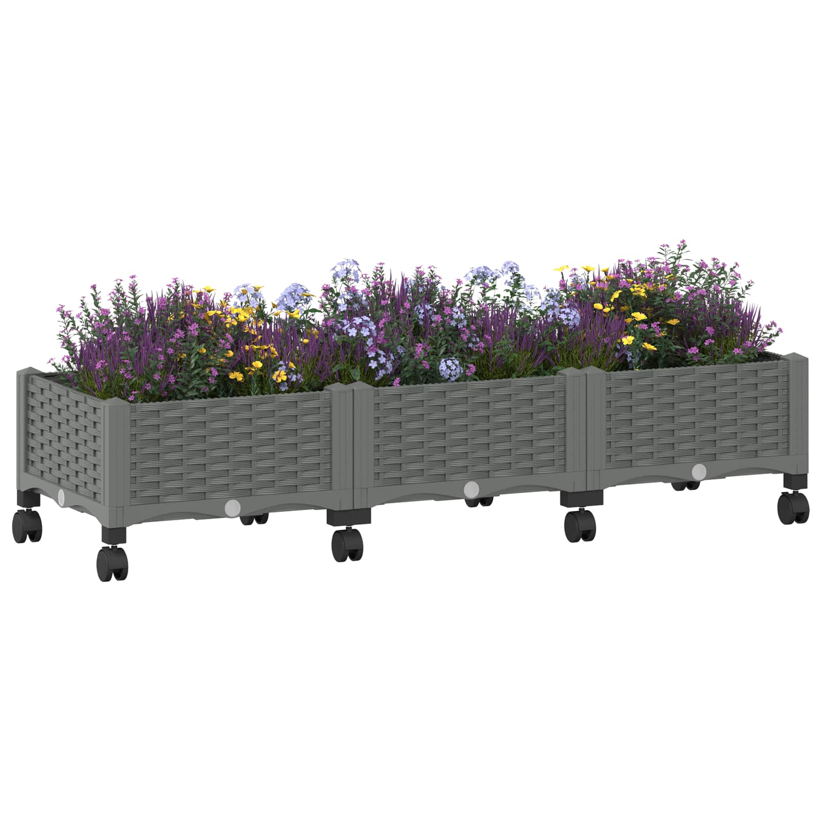Κήπος Γλαστράκι με Ροδάκια Ανοιχτό γκρι 120 x 40 x 33 cm PP - Pakobazaar