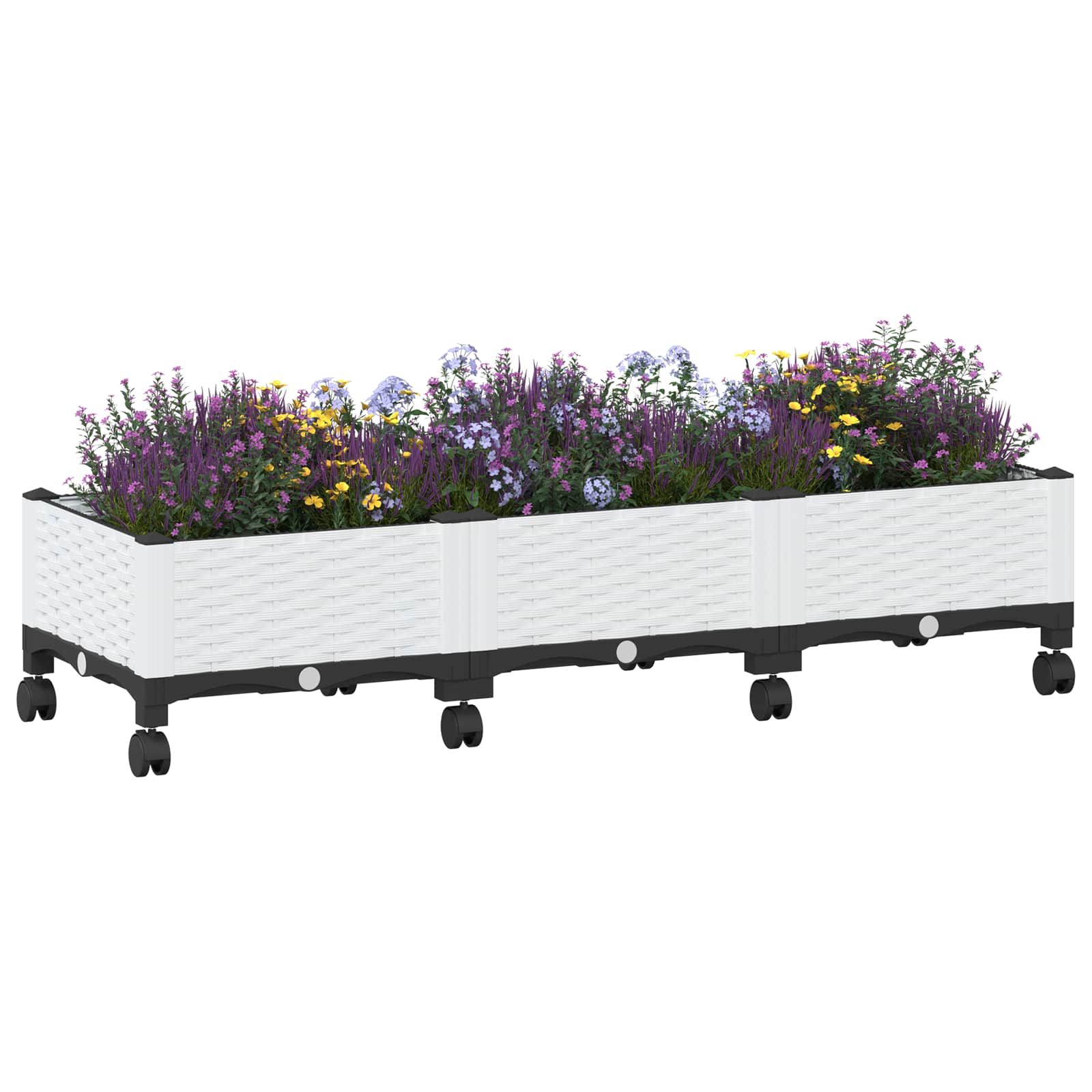 Κήπος Γλαστράκι με Ροδάκια Λευκό 120 x 40 x 33 cm PP - Pakobazaar