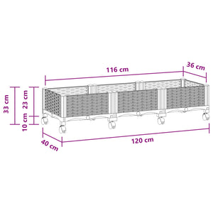 Κήπος Γλαστράκι με Ροδάκια Λευκό 120 x 40 x 33 cm PP - Pakobazaar
