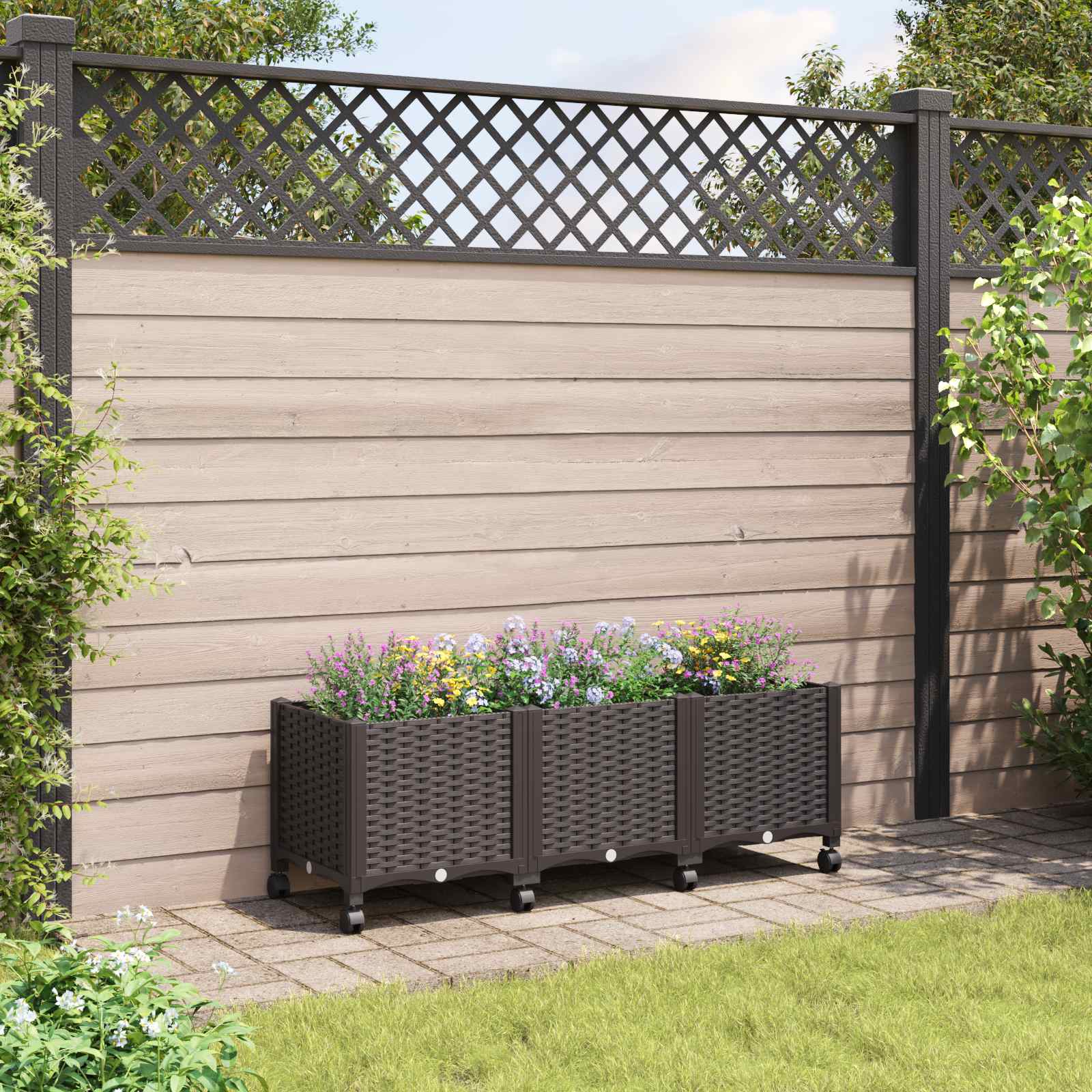 Κήπος Γλαστράκι με Ροδάκια Καφέ 120 x 40 x 44 εκ PP - Pakobazaar