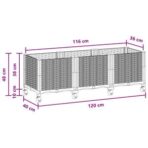 Κήπος Γλαστράκι με Ροδάκια Καφέ 120 x 40 x 44 εκ PP - Pakobazaar