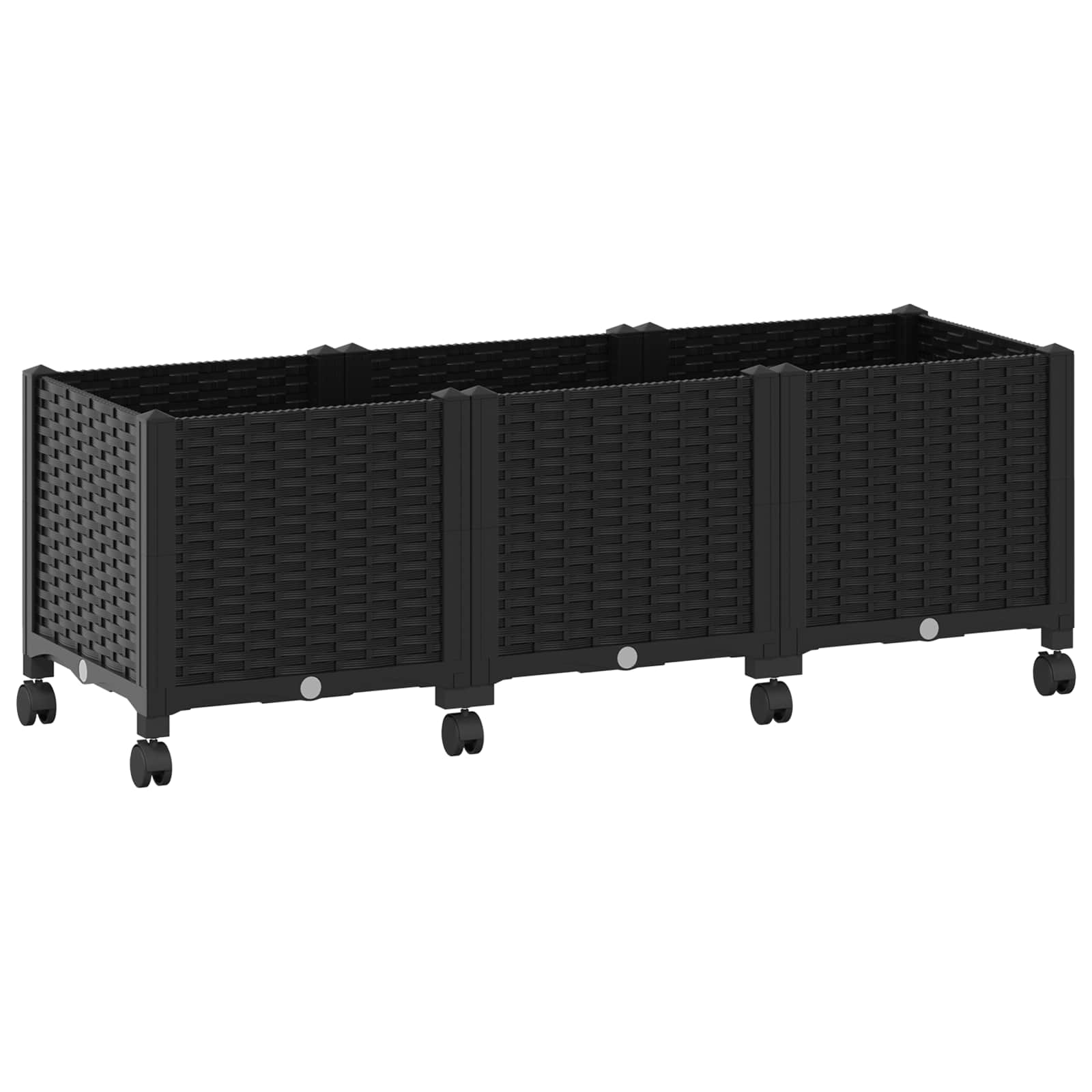 Κήπος Γλαστράκι με Ροδάκια Μαύρο 120 x 40 x 44 εκ PP - Pakobazaar