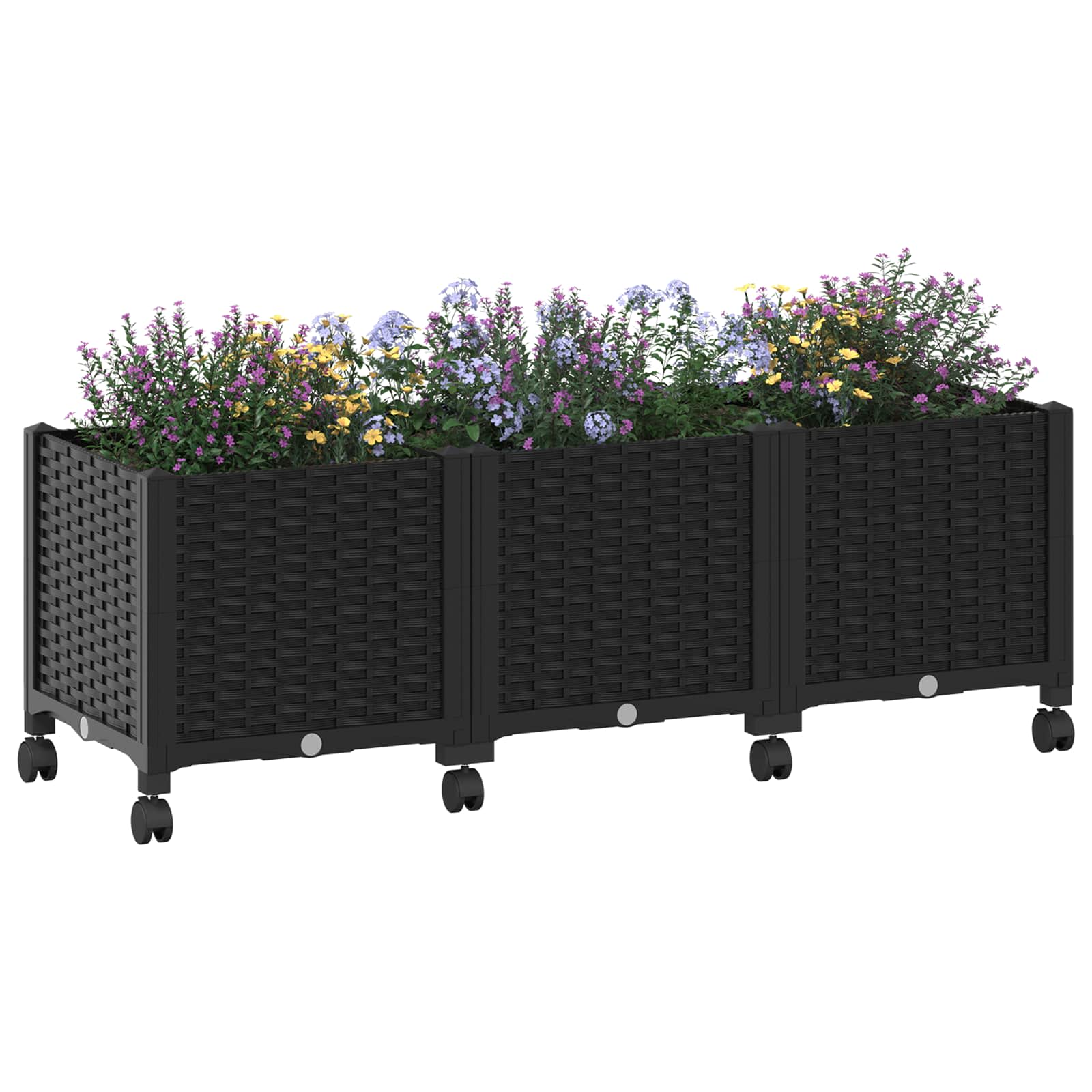 Κήπος Γλαστράκι με Ροδάκια Μαύρο 120 x 40 x 44 εκ PP - Pakobazaar