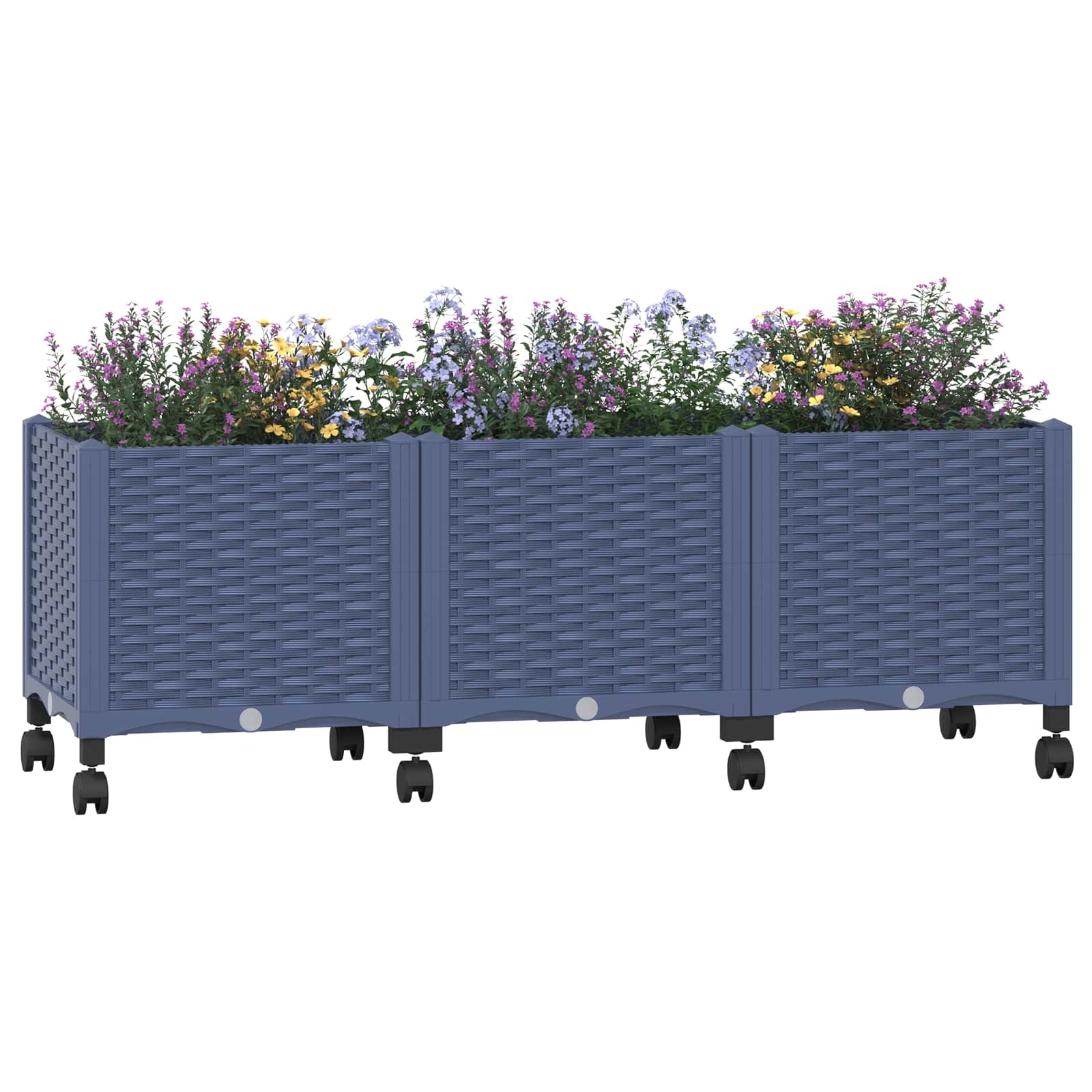 Κήπος Γλαστράκι με Ροδάκια Μπλε Γκρι 120 x 40 x 48 cm PP - Pakobazaar