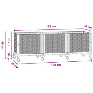 Κήπος Γλαστράκι με Ροδάκια Μπλε Γκρι 120 x 40 x 48 cm PP - Pakobazaar