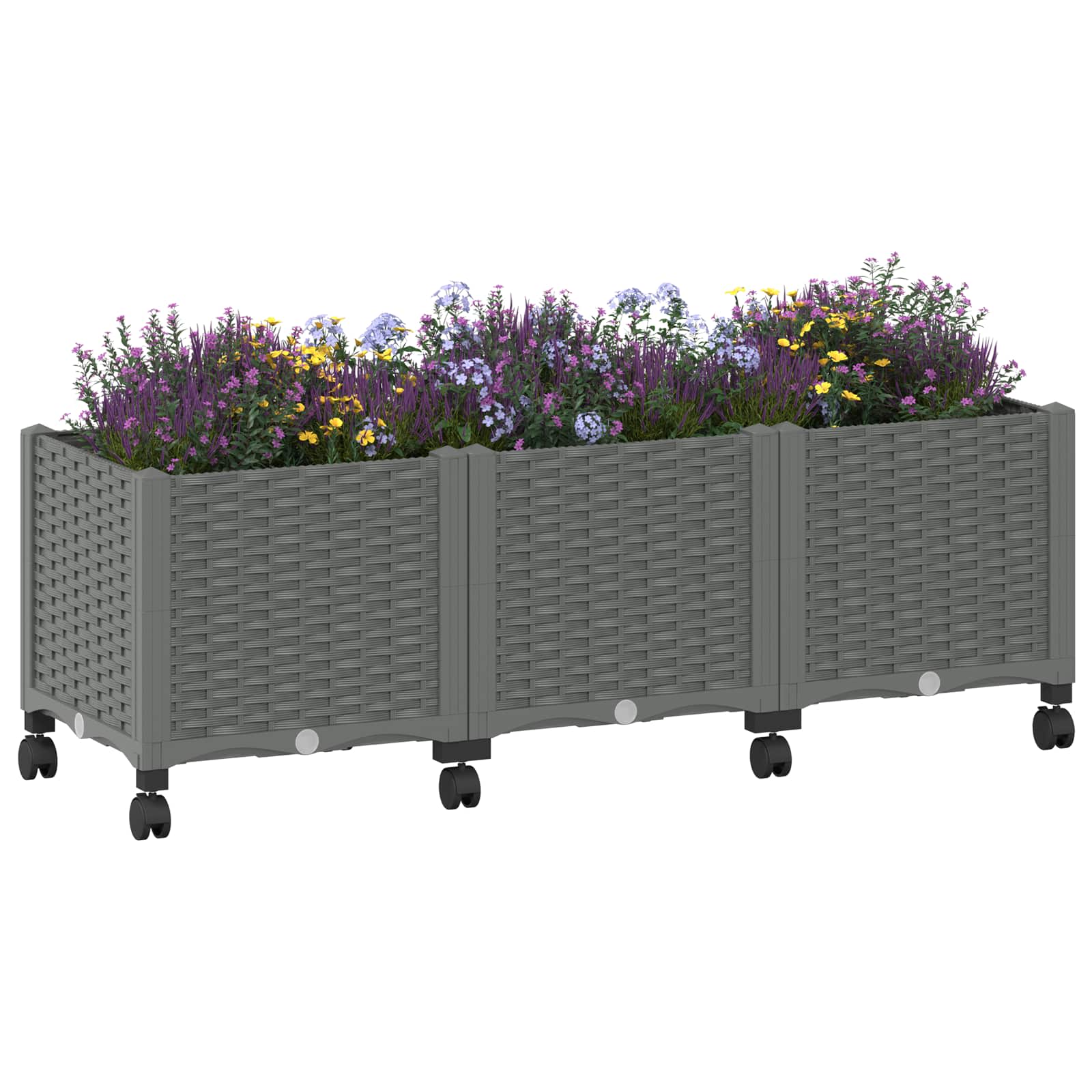 Κήπος Γλαστράκι με Ροδάκια Ανοιχτό γκρι 120 x 40 x 48 cm PP - Pakobazaar