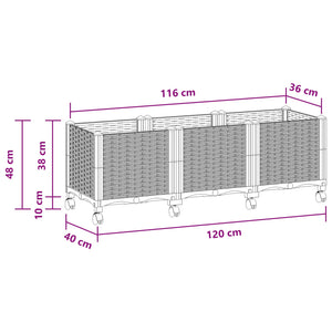 Κήπος Γλαστράκι με Ροδάκια Ανοιχτό γκρι 120 x 40 x 48 cm PP - Pakobazaar