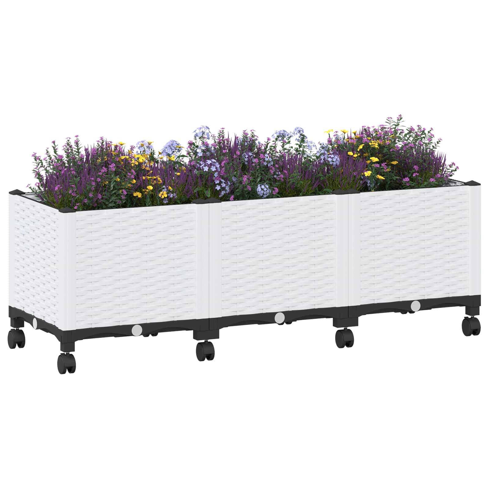 Κήπος Γλαστράκι με Ροδάκια Λευκό 120 x 40 x 48 cm PP - Pakobazaar