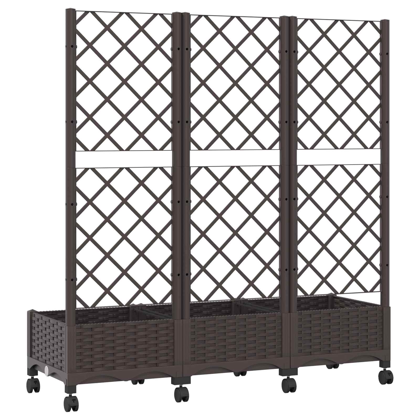 Γλάστρα κήπου με πέργκολα & τροχούς Καφέ 120 x 40 x 131,5 εκ. - Pakobazaar