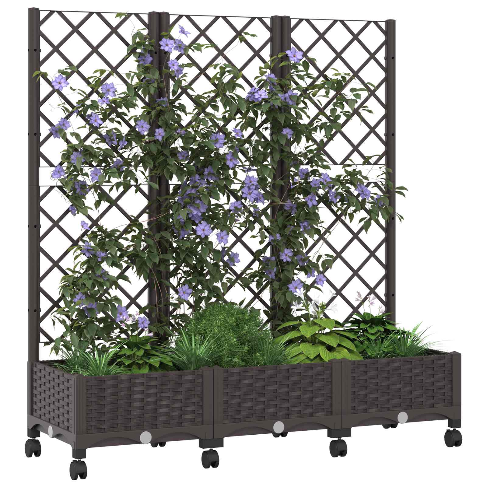 Γλάστρα κήπου με πέργκολα & τροχούς Καφέ 120 x 40 x 131,5 εκ. - Pakobazaar