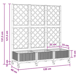 Γλάστρα κήπου με πέργκολα & τροχούς Καφέ 120 x 40 x 131,5 εκ. - Pakobazaar