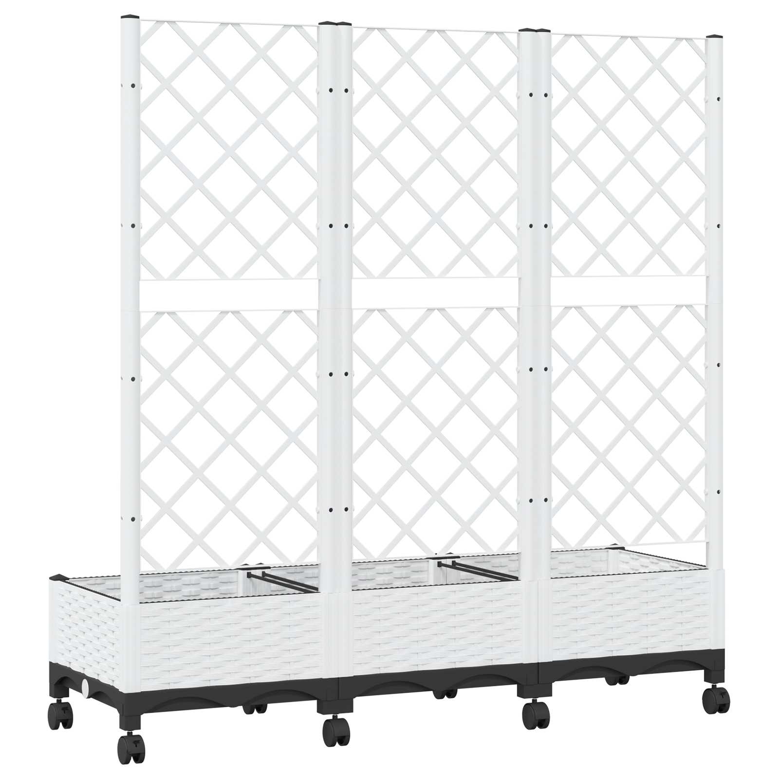 Γλάστρα κήπου με πέργκολα & τροχούς Λευκό 120 x 40 x 131,5 εκ. - Pakobazaar