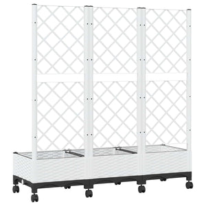 Γλάστρα κήπου με πέργκολα & τροχούς Λευκό 120 x 40 x 131,5 εκ. - Pakobazaar