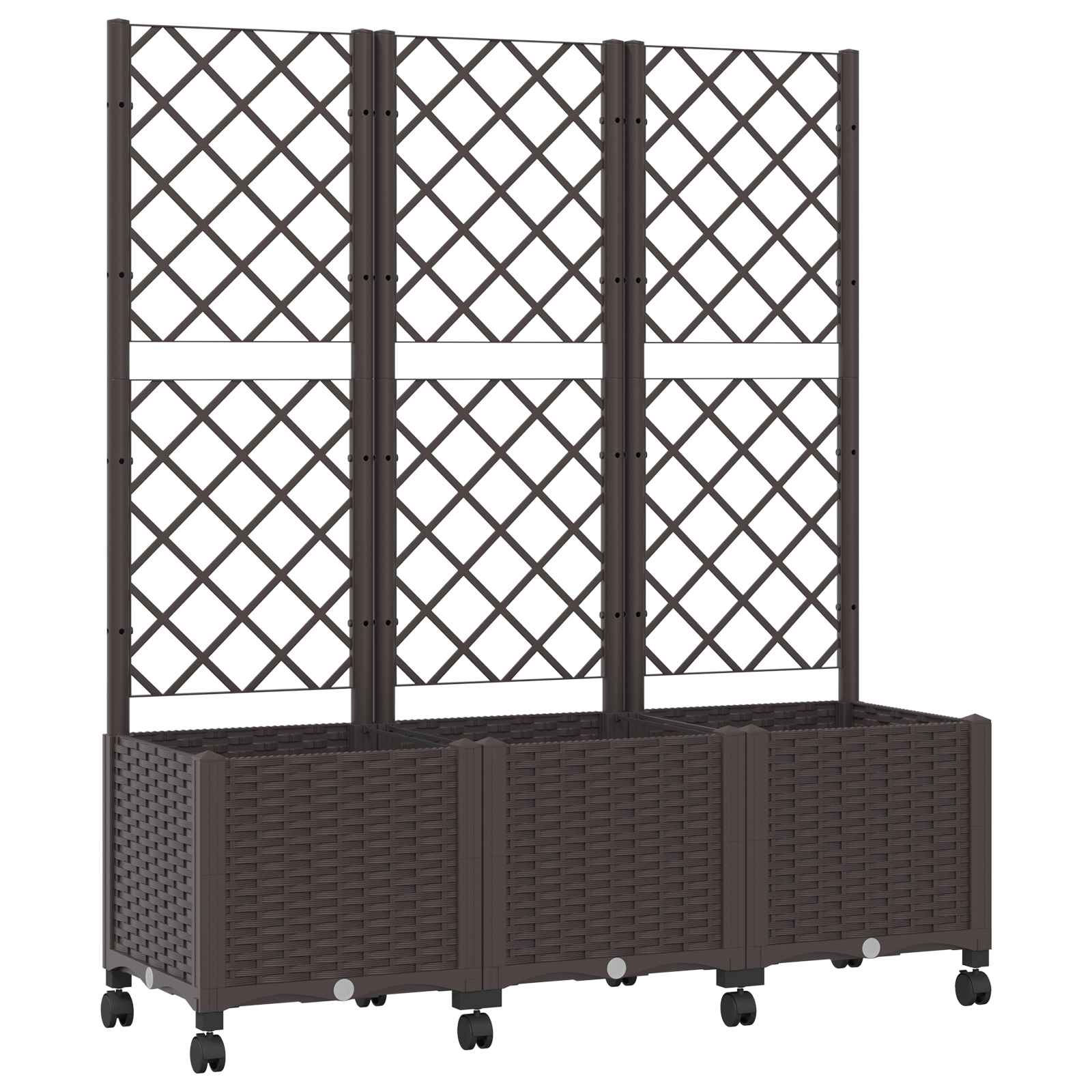 Γλάστρα κήπου με πέργκολα & τροχούς Καφέ 120 x 40 x 146 εκ PP - Pakobazaar