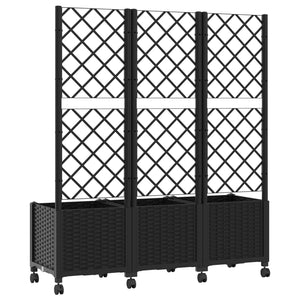 Γλάστρα κήπου με πέργκολα & τροχούς Μαύρο 120 x 40 x 146 εκ PP - Pakobazaar