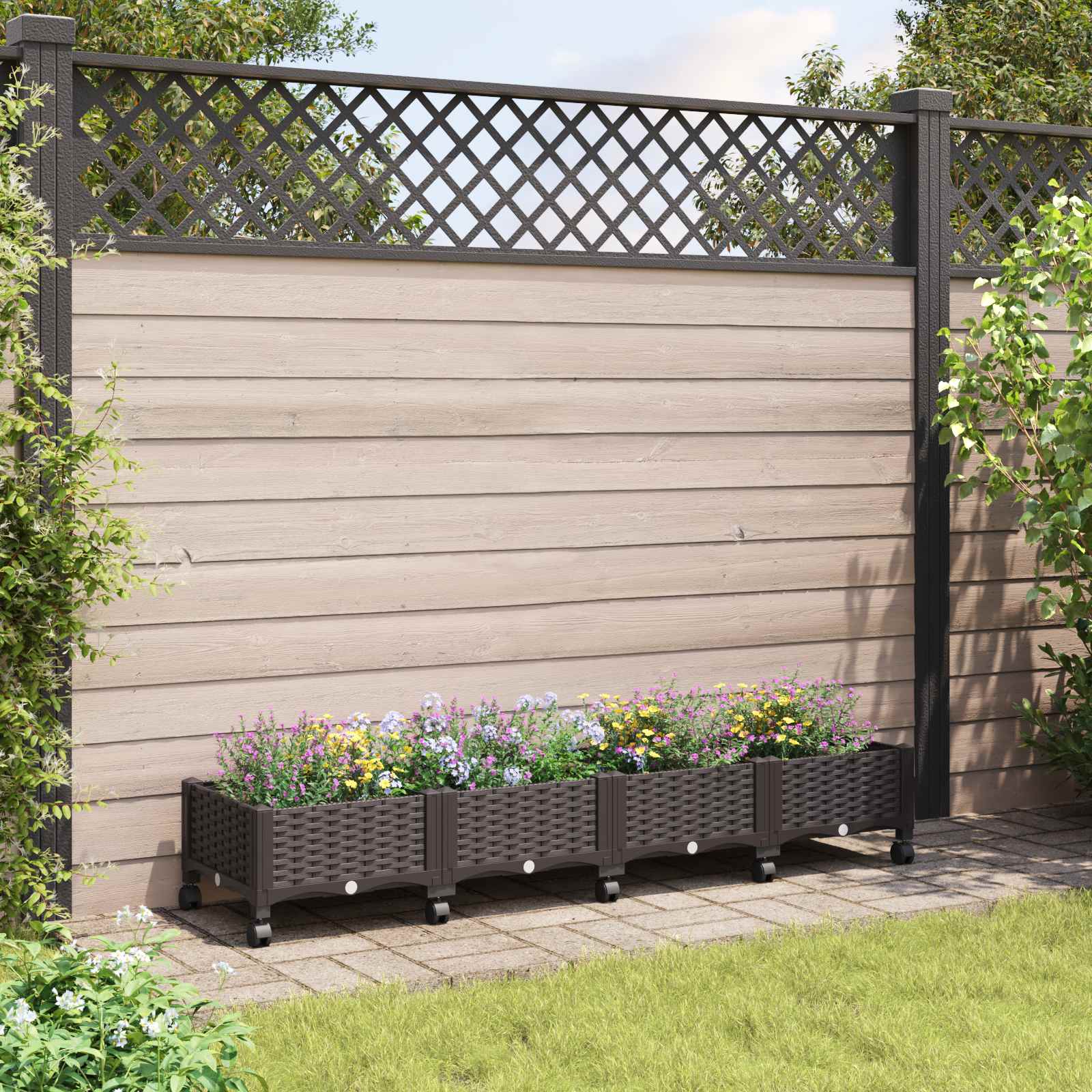 Κήπος Γλαστράκι με Ροδάκια Καφέ 160 x 40 x 29 εκ PP - Pakobazaar