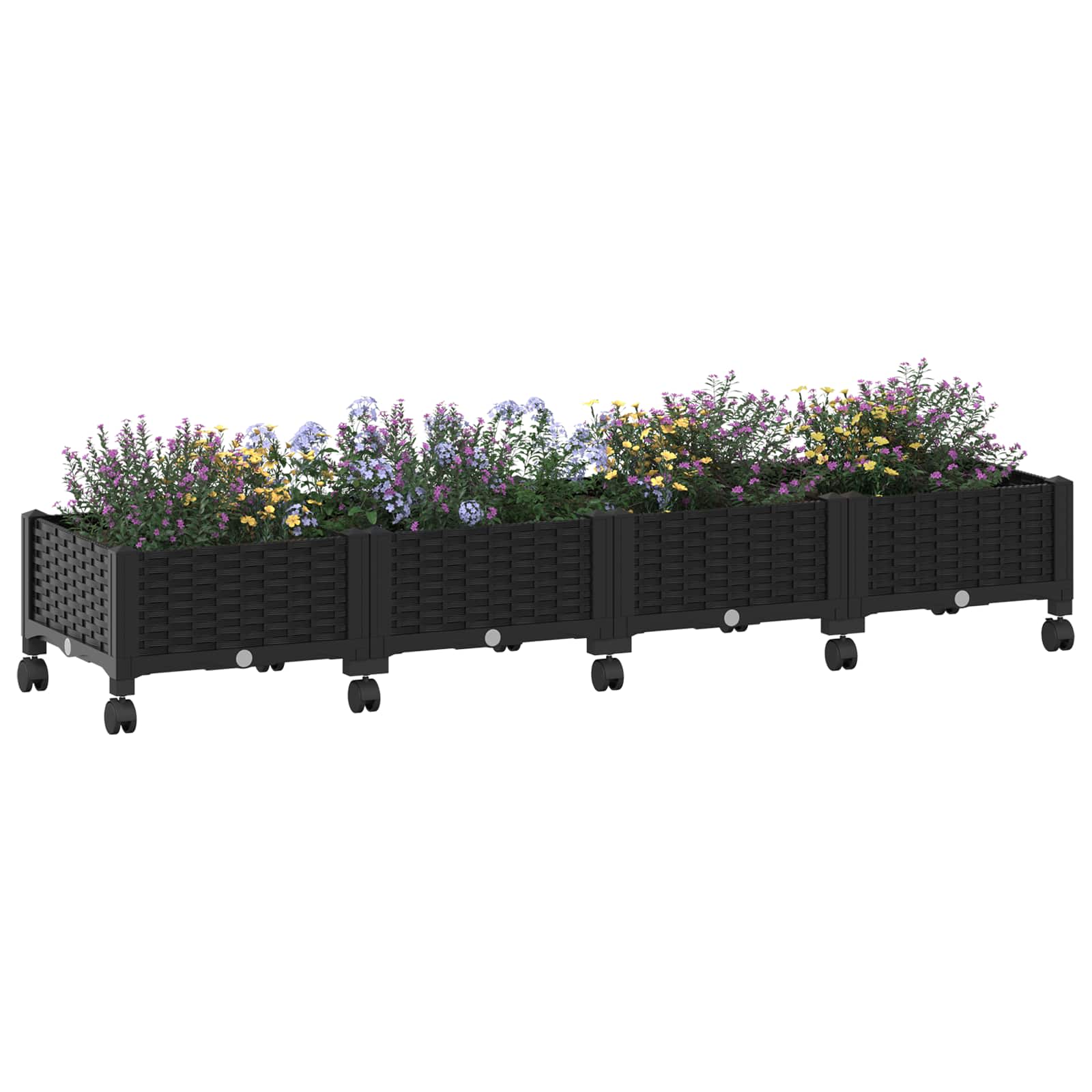 Κήπος Γλαστράκι με Ροδάκια Μαύρο 160 x 40 x 29 εκ PP - Pakobazaar