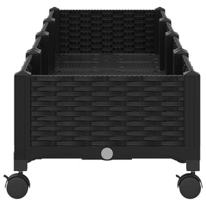 Κήπος Γλαστράκι με Ροδάκια Μαύρο 160 x 40 x 29 εκ PP - Pakobazaar