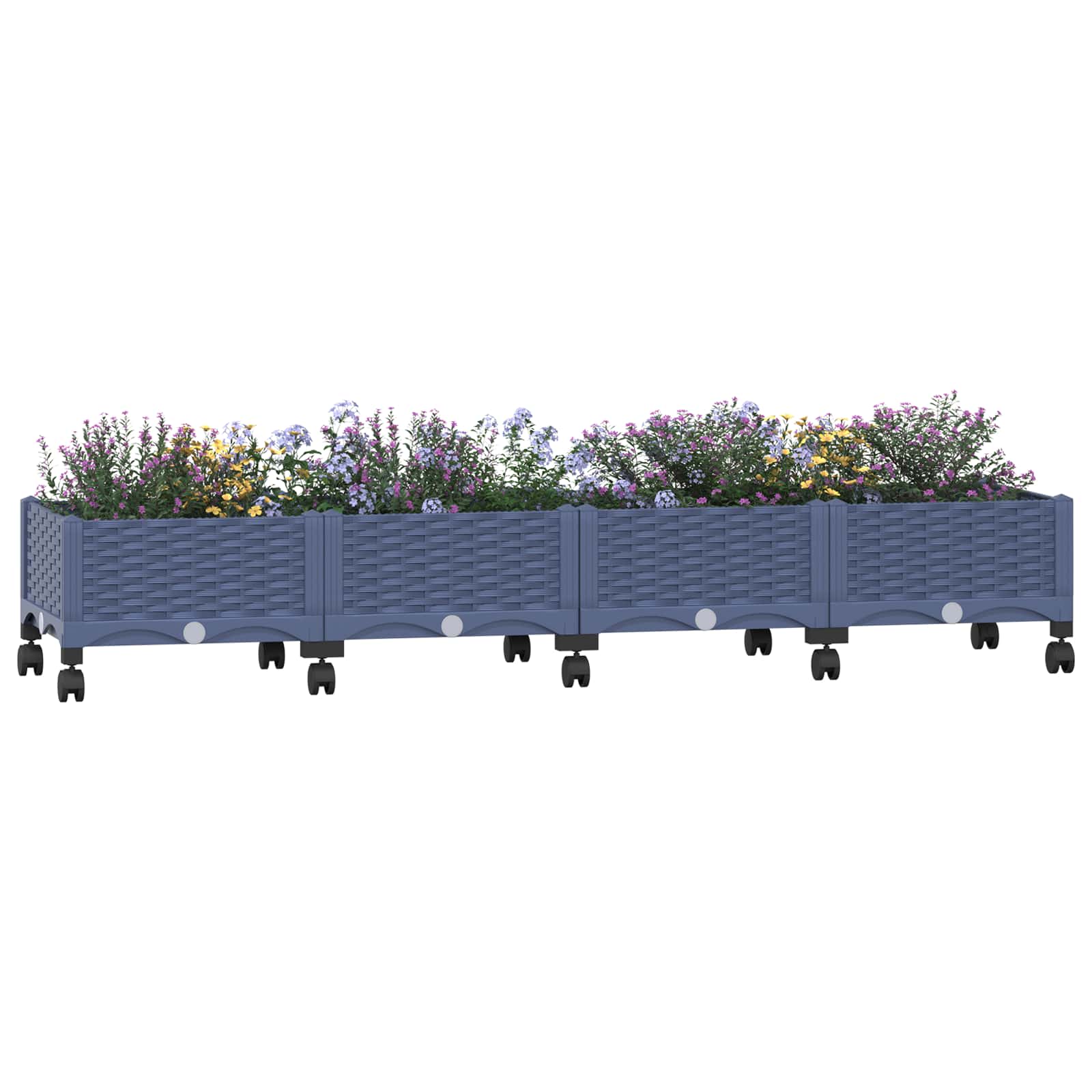 Κήπος Γλαστράκι με Ροδάκια Μπλε Γκρι 160 x 40 x 33 cm PP - Pakobazaar