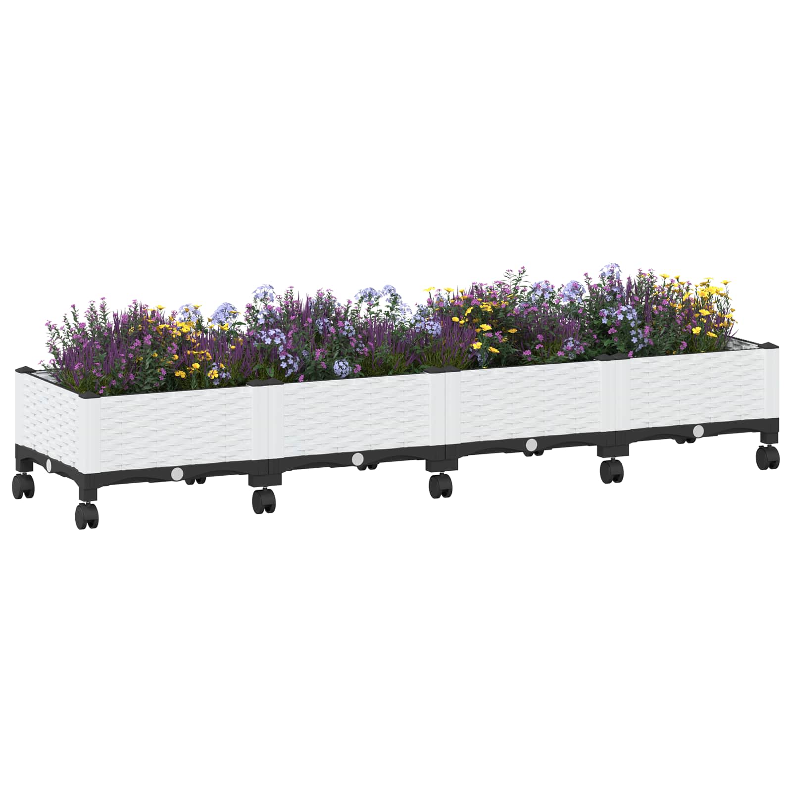 Κήπος Γλαστράκι με Ροδάκια Λευκό 160 x 40 x 33 cm PP - Pakobazaar