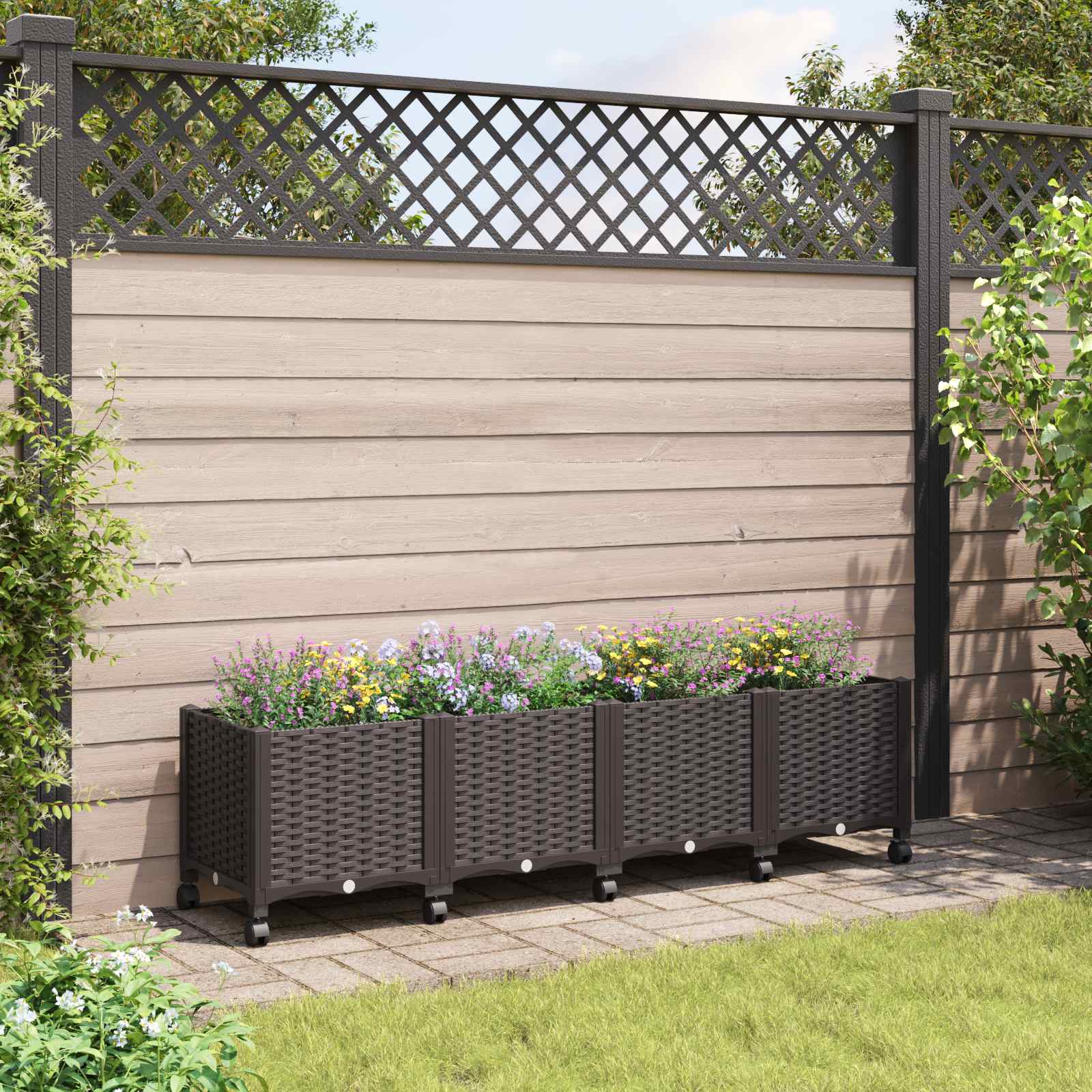 Κήπος Γλαστράκι με Ροδάκια Καφέ 160 x 40 x 44 εκ PP - Pakobazaar
