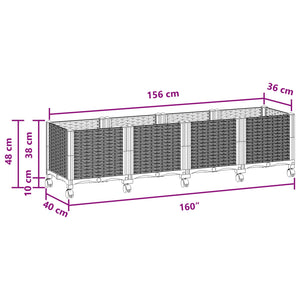 Κήπος Γλαστράκι με Ροδάκια Καφέ 160 x 40 x 44 εκ PP - Pakobazaar