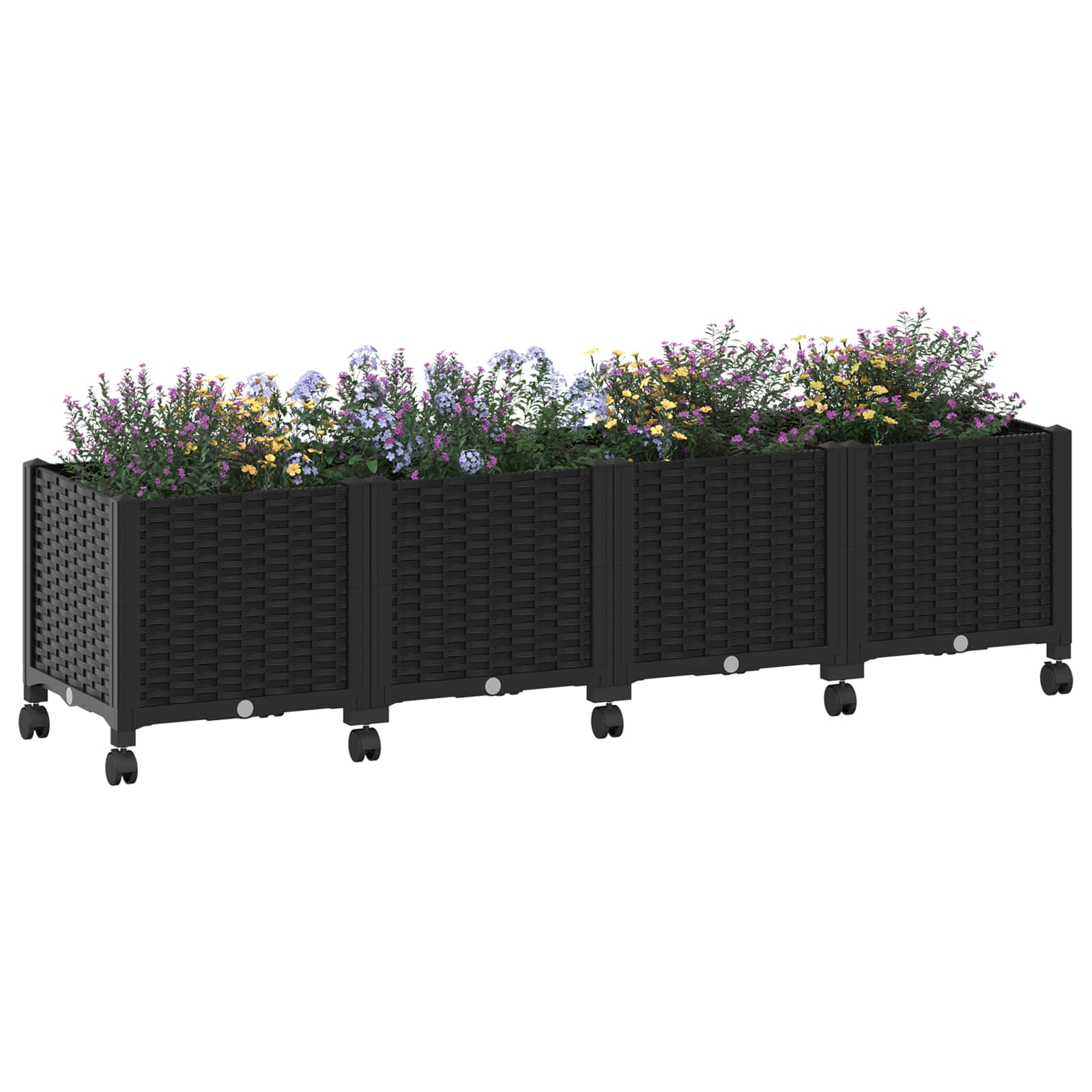 Κήπος Γλαστράκι με Ροδάκια Μαύρο 160 x 40 x 44 εκ PP - Pakobazaar