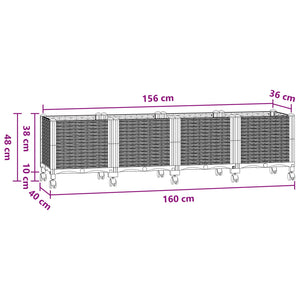 Κήπος Γλαστράκι με Ροδάκια Μπλε Γκρι 160 x 40 x 48 cm PP - Pakobazaar