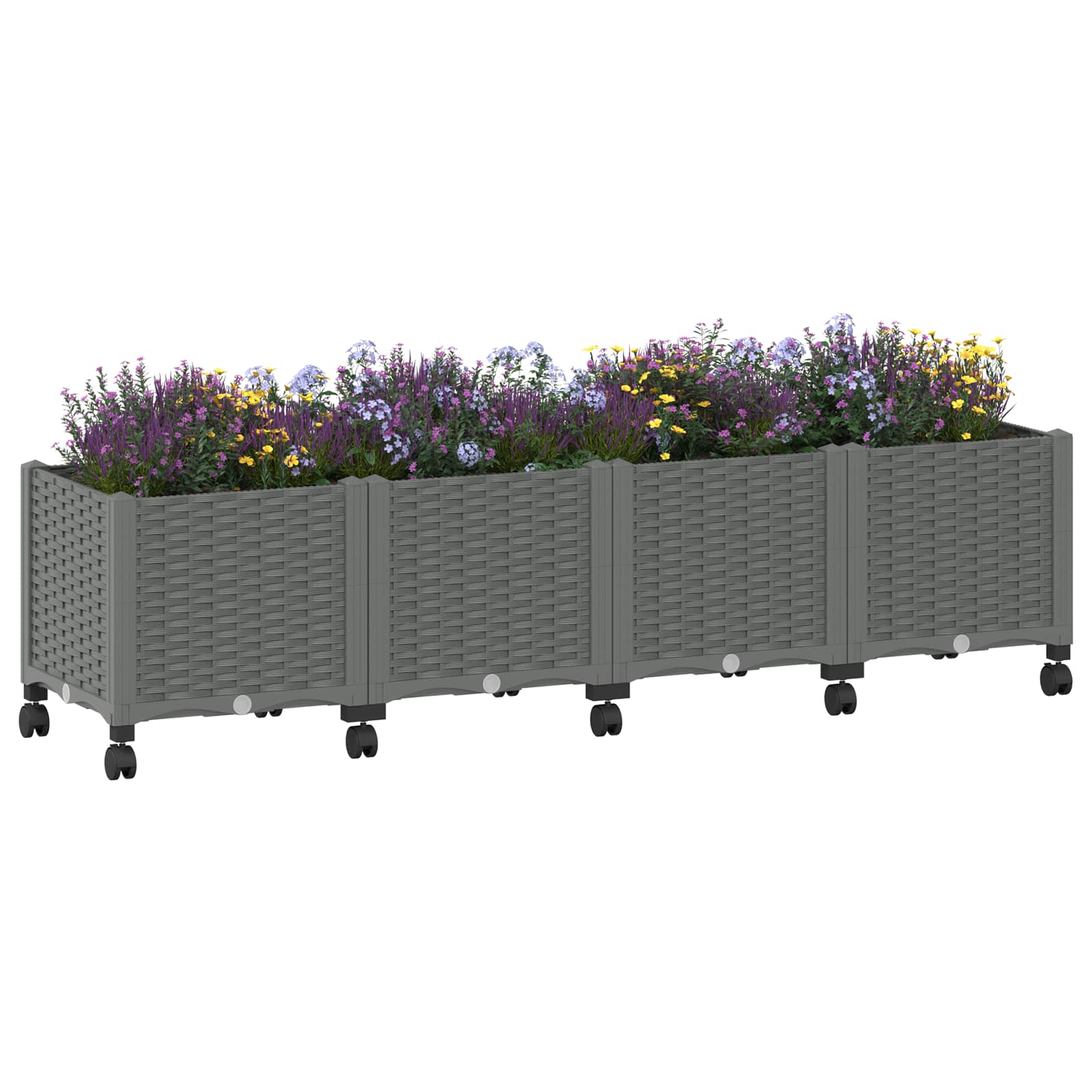 Κήπος Γλαστράκι με Ροδάκια Ανοιχτό γκρι 160 x 40 x 48 cm PP - Pakobazaar