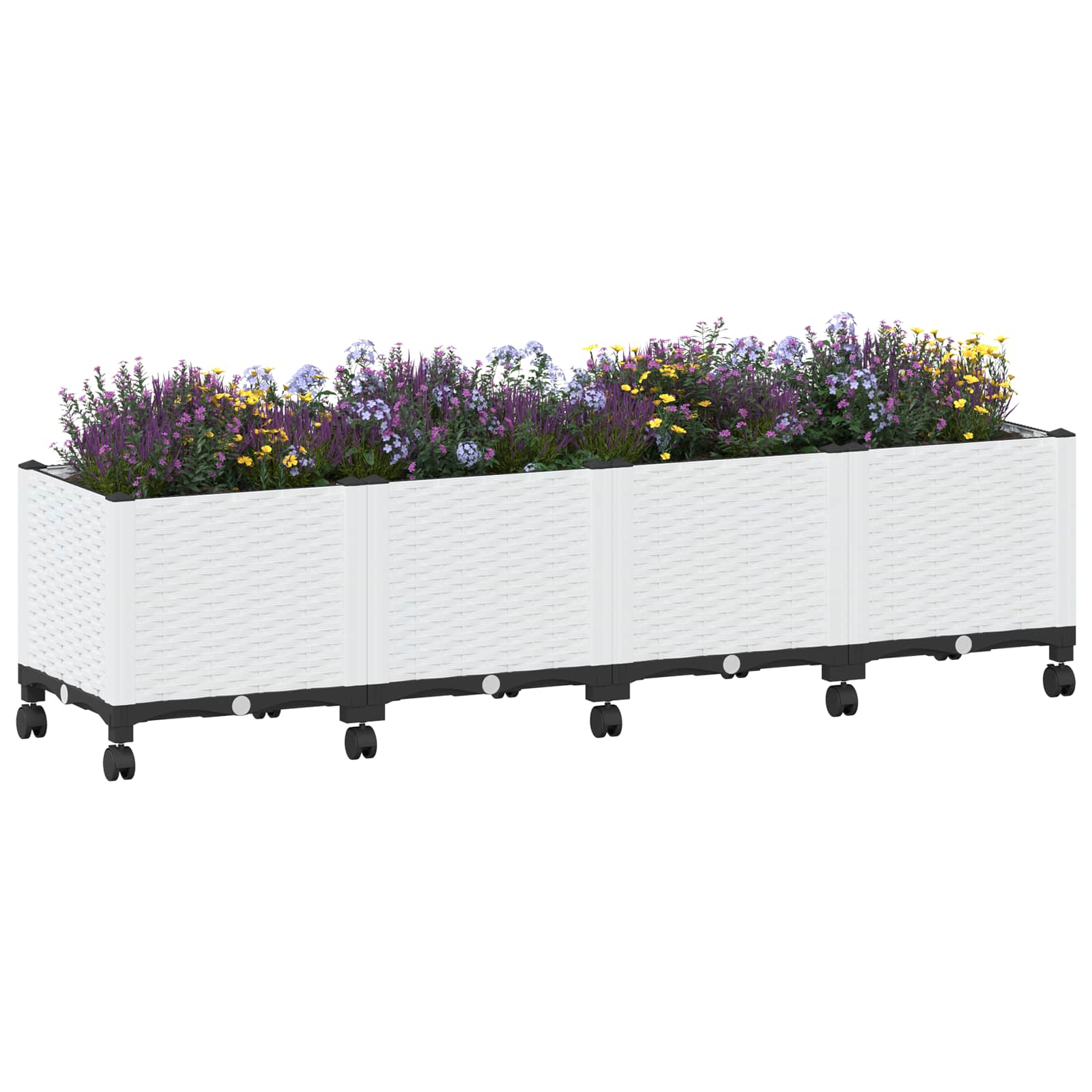 Κήπος Γλαστράκι με Ροδάκια Λευκό 160 x 40 x 48 cm PP - Pakobazaar