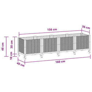 Κήπος Γλαστράκι με Ροδάκια Λευκό 160 x 40 x 48 cm PP - Pakobazaar