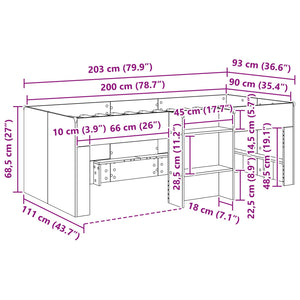 Κρεβάτι Υψηλού Στυλ για Παιδιά 2 pcs Artisan Δρυς 90 x 200 cm - Pakobazaar