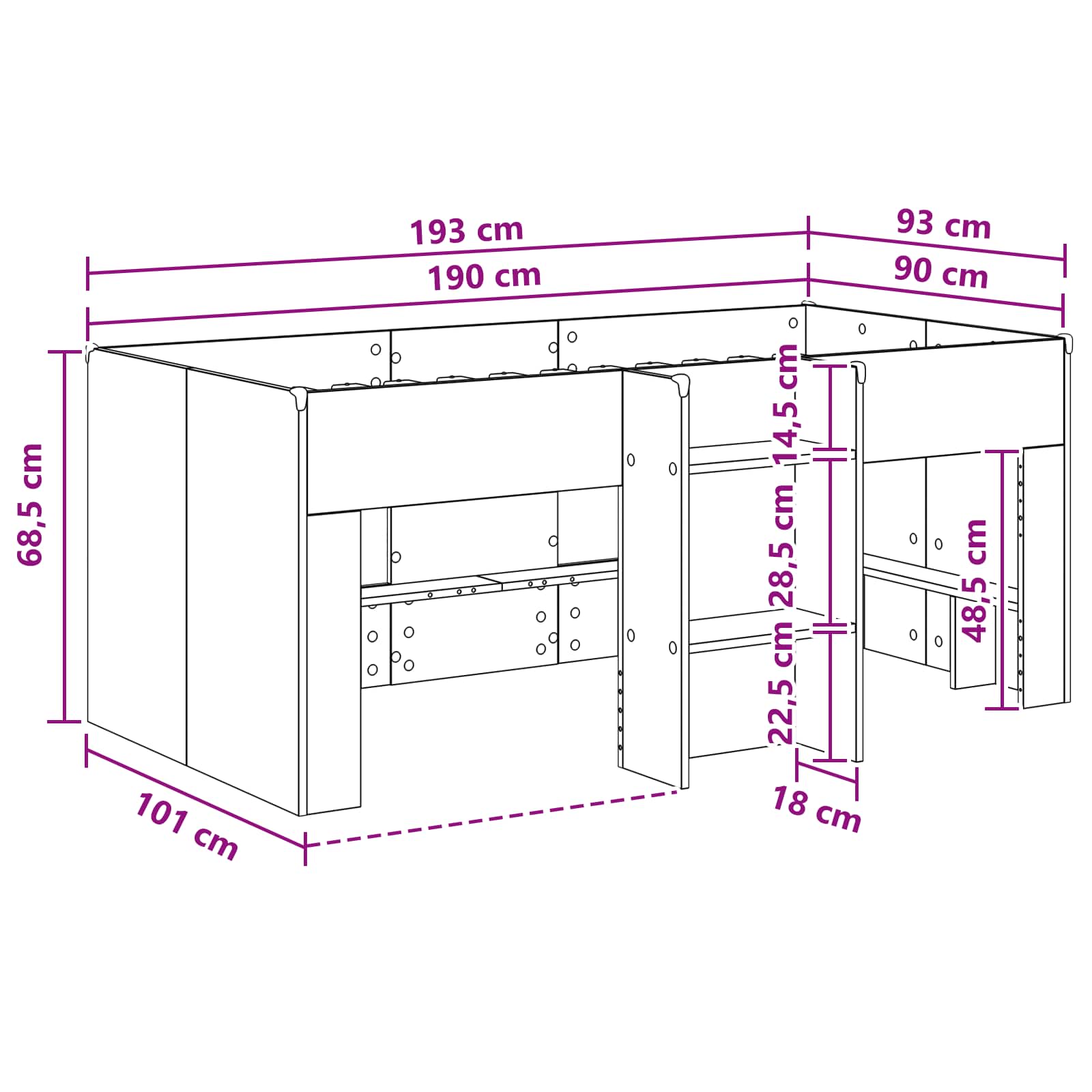 Κρεβάτι Υψηλού Στυλ για Παιδιά 2 pcs Μαύρη Δρυς 90 x 190 cm - Pakobazaar