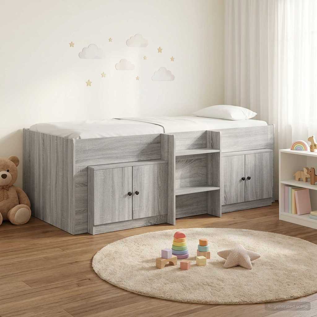 Σκελετός κρεβατιού loft με ντουλάπι με πόρτα 3 τμχ. Γκρι Sonoma - Pakobazaar