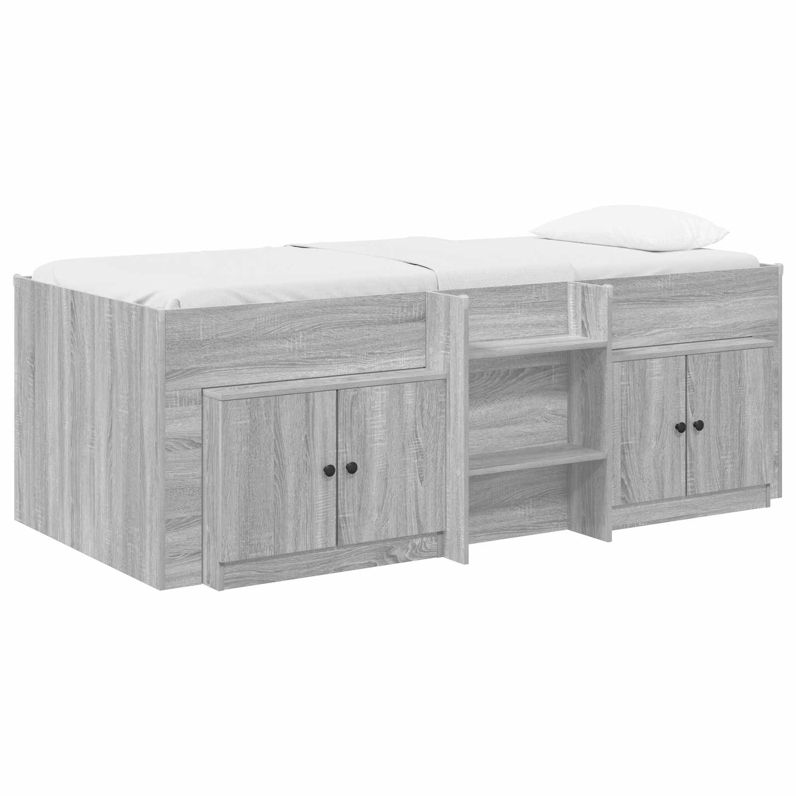 Σκελετός κρεβατιού loft με ντουλάπι με πόρτα 3 τμχ. Γκρι Sonoma - Pakobazaar