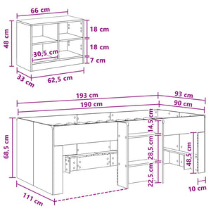 Κρεβάτι σοφίτας με ντουλάπι 3 τμχ. Καπνισμένο Ξύλο Δρυός - Pakobazaar