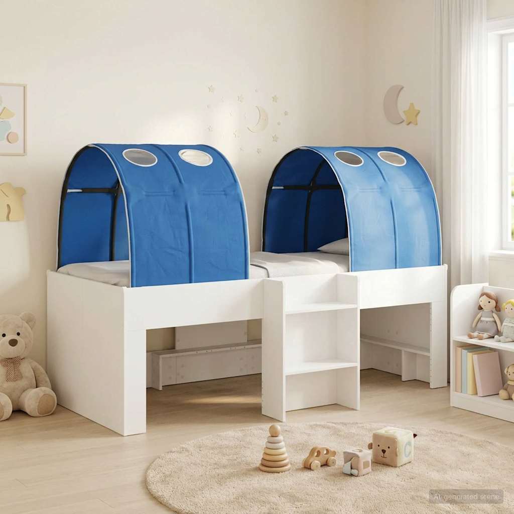 Κρεβάτι με Σήραγγα 4 pcs Λευκό και Μπλε Επεξεργασμένο Ξύλο - Pakobazaar