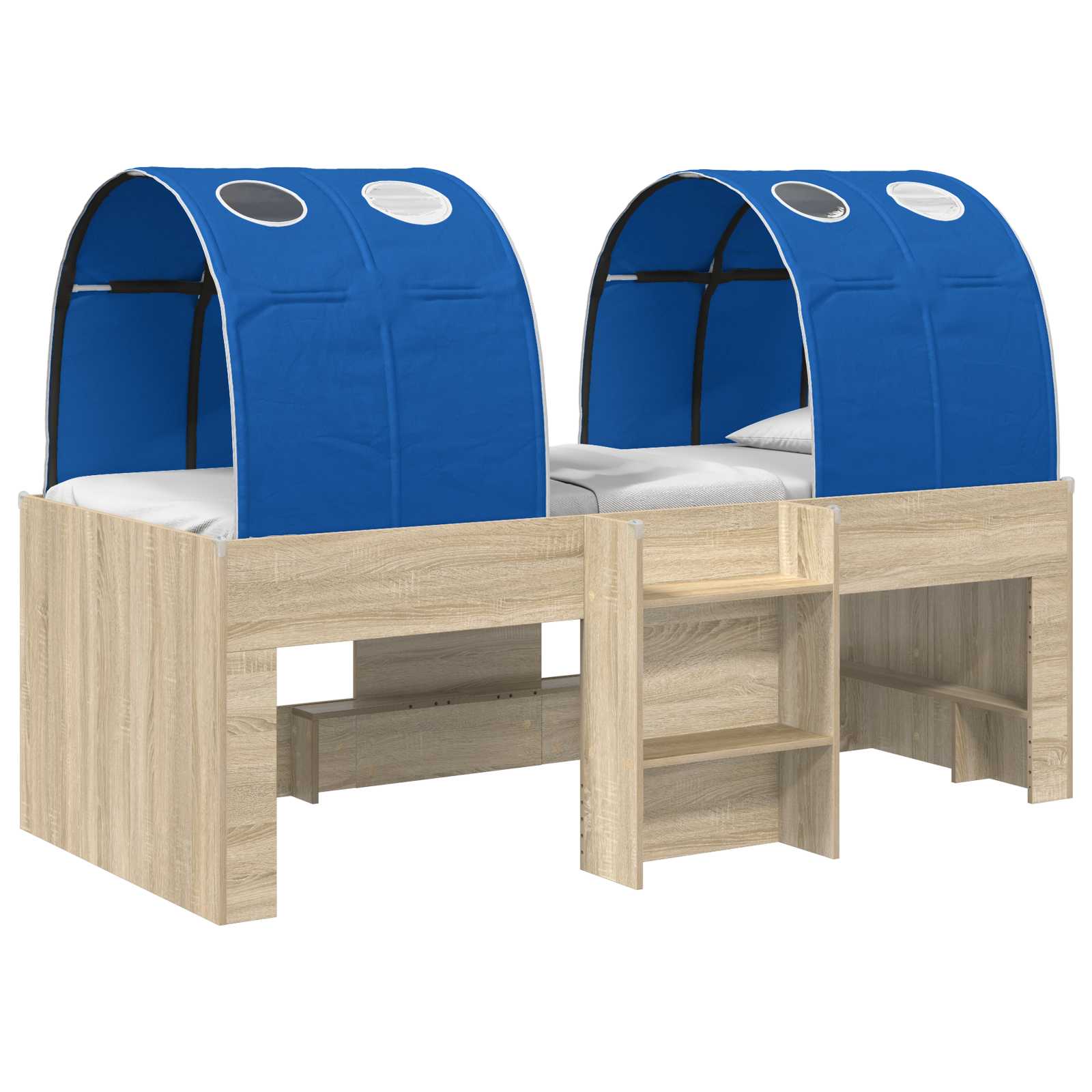 Κρεβάτι με Σήραγγα 3 τμχ. Σονομά και Μπλε Επεξεργασμένο Ξύλο - Pakobazaar
