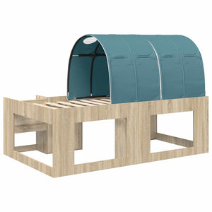 Κρεβάτι με Τόνελ με ράφι 3 τμχ. Sonoma Δρυς και Γαλάζιο - Pakobazaar