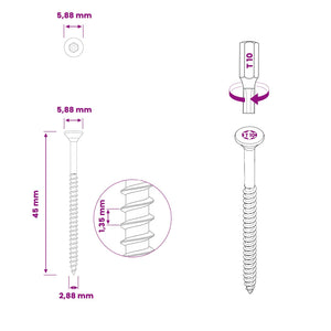 Βίδες 100 pcs Ασημί Ø 2,88 x 45 mm Ανοξείδωτος χάλυβας A2