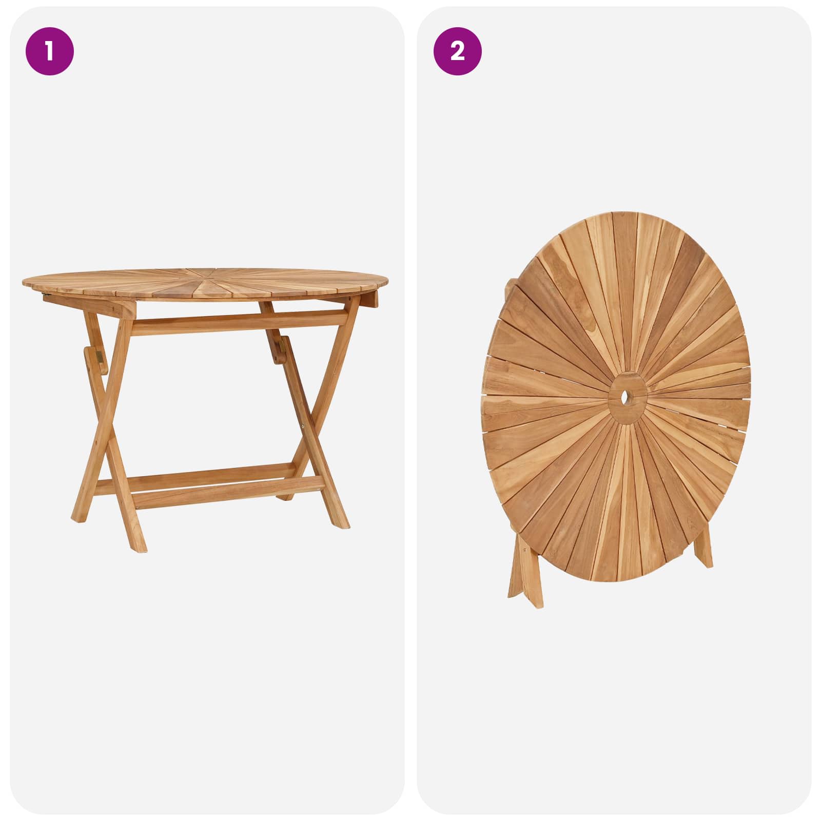 Αναδιπλούμενο Τραπέζι Κήπου Φυσικό Ø 110 x 75 cm - Pakobazaar