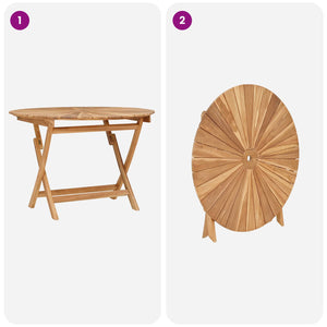 Αναδιπλούμενο Τραπέζι Κήπου Φυσικό Ø 110 x 75 cm - Pakobazaar