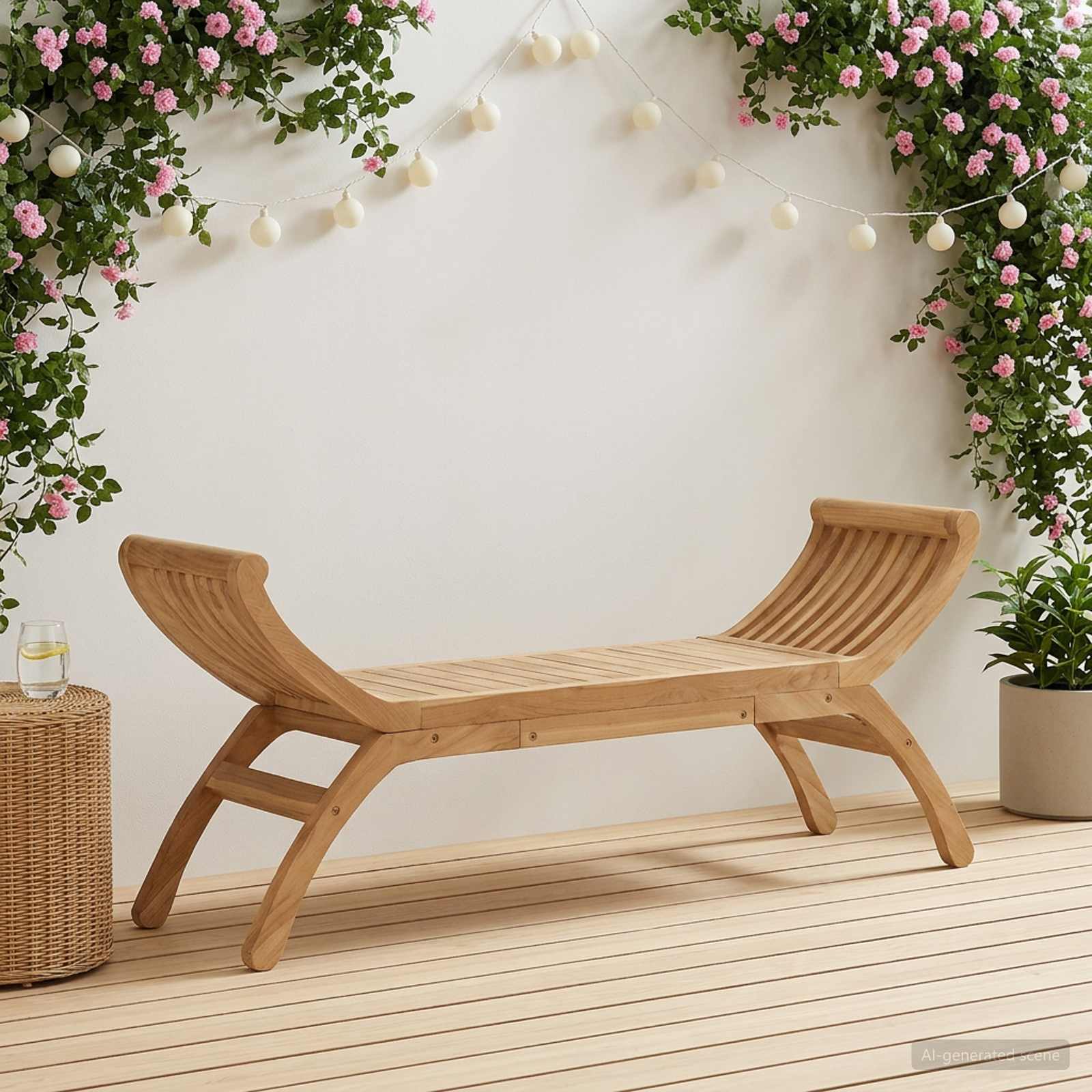 Παγκάκι κήπου 2 -Seater 126 cm Στερεό Ξύλο Τίκ Φυσικό - Pakobazaar