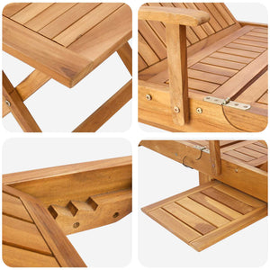 Ξαπλώστρα με Τραπέζι 2 pcs Καφέ 40 x 40 x 40 cm Στερεό Ξύλο Τίκ - Pakobazaar